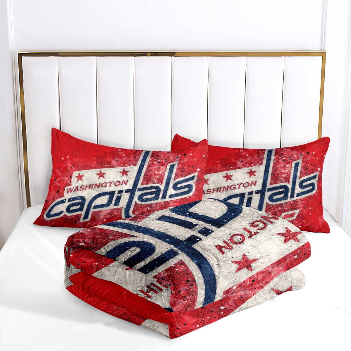 Washington Hockey Capitals Comforter Pillowcases 3PC Sets Blanket All Season Reversible Quilted Duvet