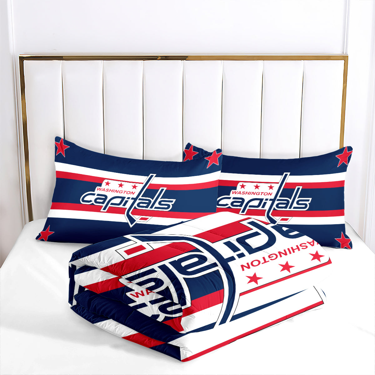 Washington Hockey Capitals Comforter Pillowcases 3PC Sets Blanket All Season Reversible Quilted Duvet