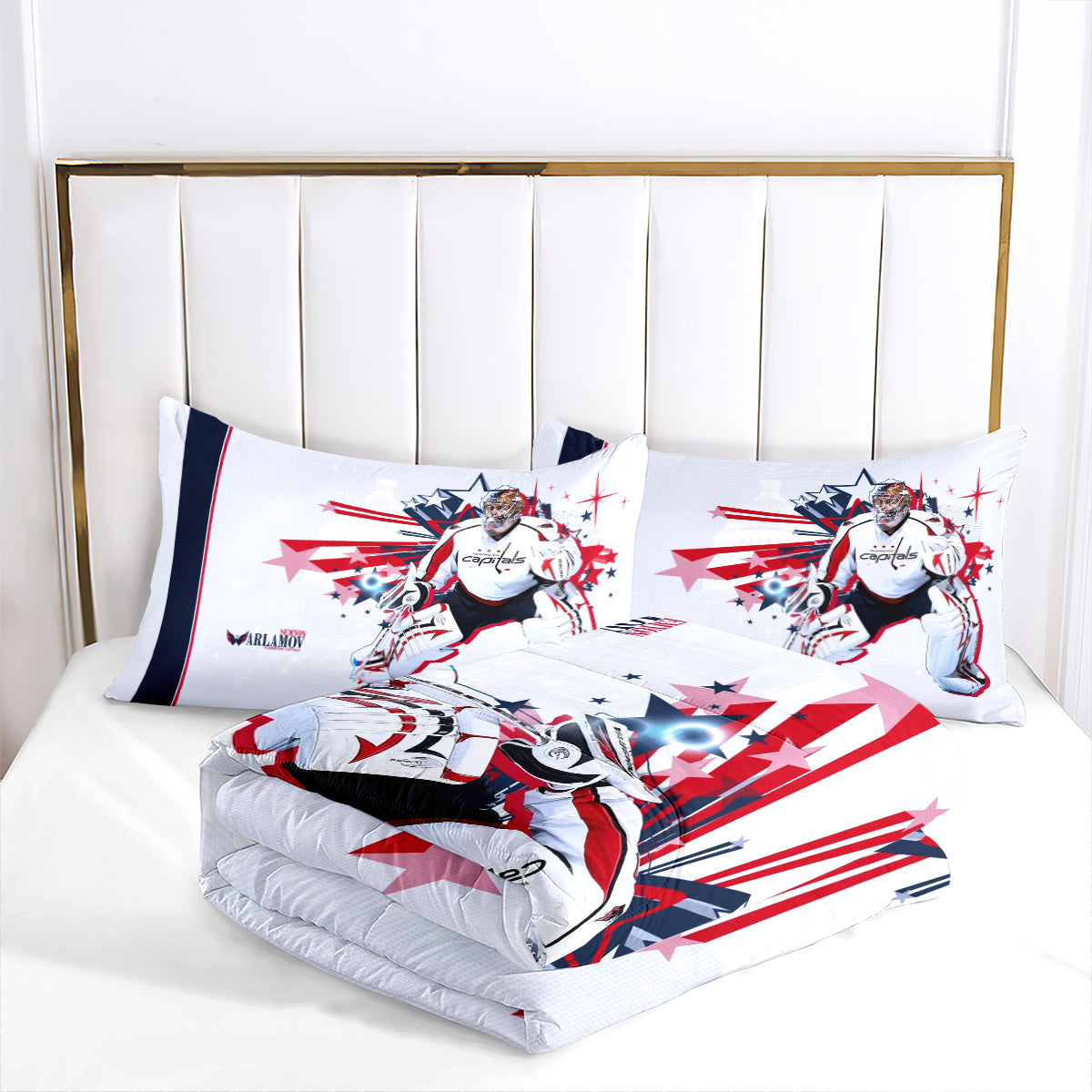 Washington Hockey Capitals Comforter Pillowcases 3PC Sets Blanket All Season Reversible Quilted Duvet