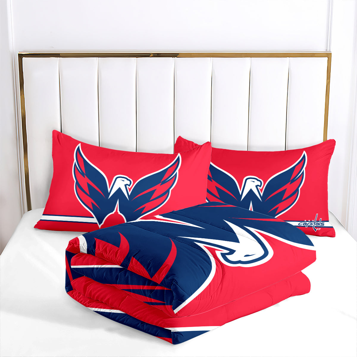 Washington Hockey Capitals Comforter Pillowcases 3PC Sets Blanket All Season Reversible Quilted Duvet