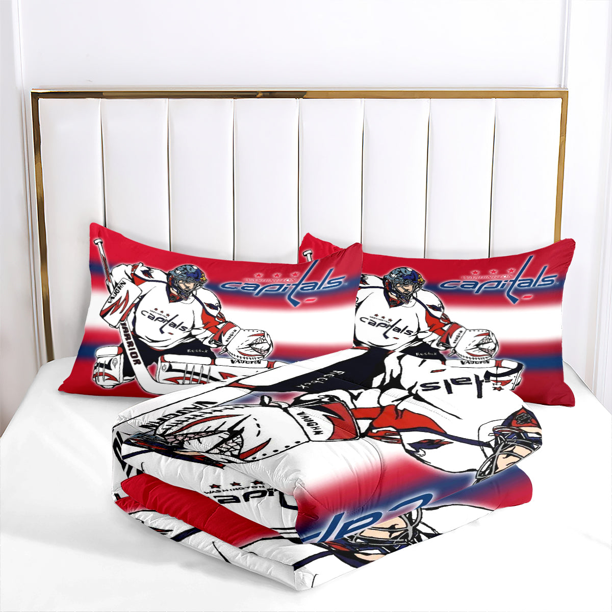 Washington Hockey Capitals Comforter Pillowcases 3PC Sets Blanket All Season Reversible Quilted Duvet