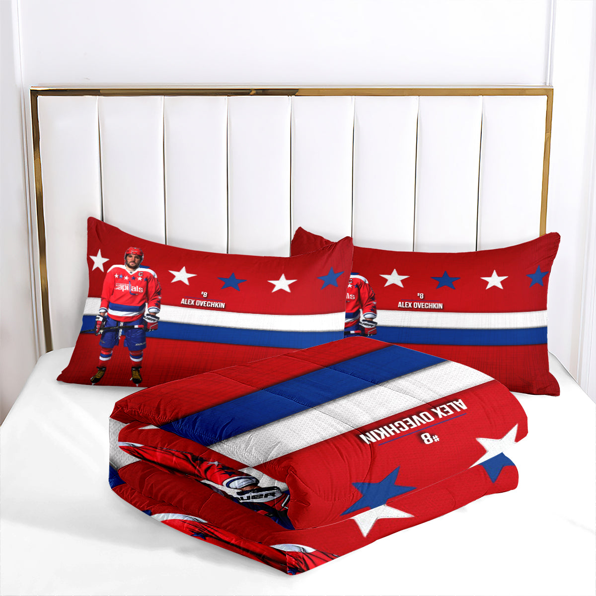 Washington Hockey Capitals Comforter Pillowcases 3PC Sets Blanket All Season Reversible Quilted Duvet
