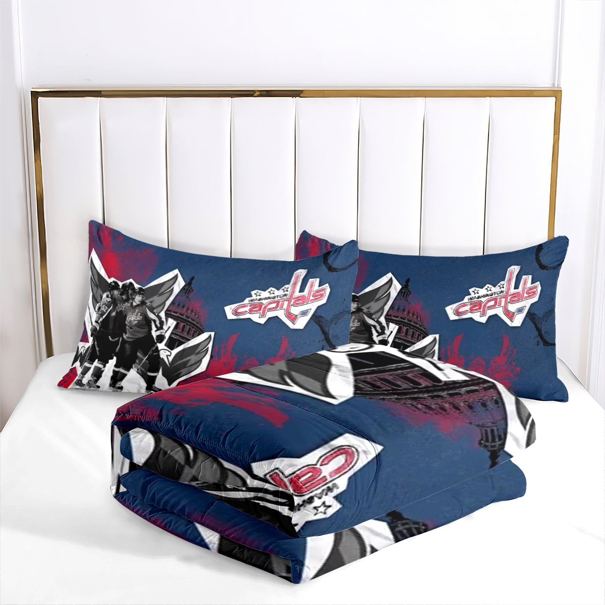 Washington Hockey Capitals Comforter Pillowcases 3PC Sets Blanket All Season Reversible Quilted Duvet