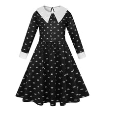 Wednesday Addams Cosplay Costume for Girls Halloween Fancy Dress