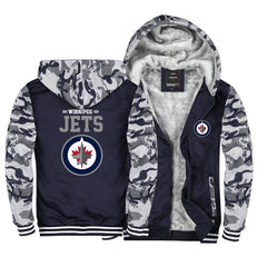 Winnipeg Jets Hockey Team Unisex Lined Hoodie Fleece Sweatshirt Full Zipper Hooded Thicken Jacket