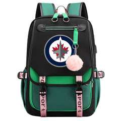 Winnipeg Jets Hockey League Waterproof Backpack School Notebook Travel Bag USB Charging