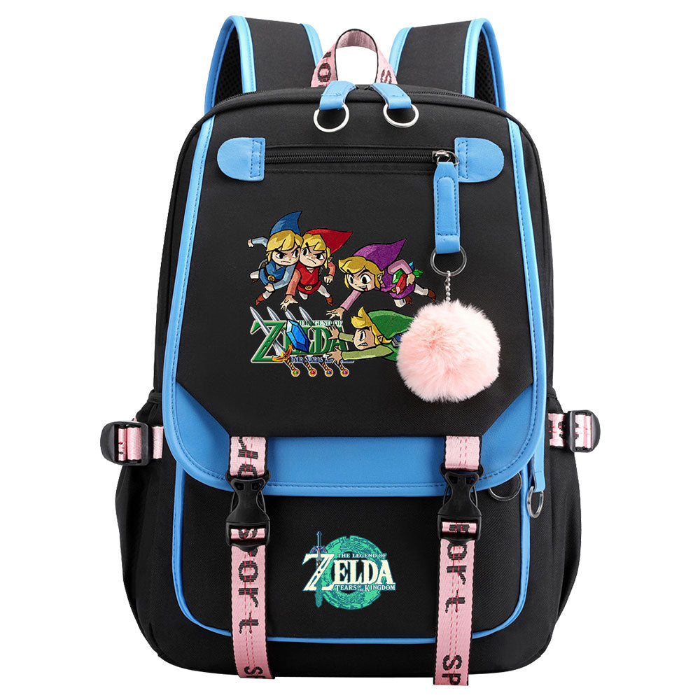 Zelda Waterproof Backpack School Notebook Travel Bag USB Charging