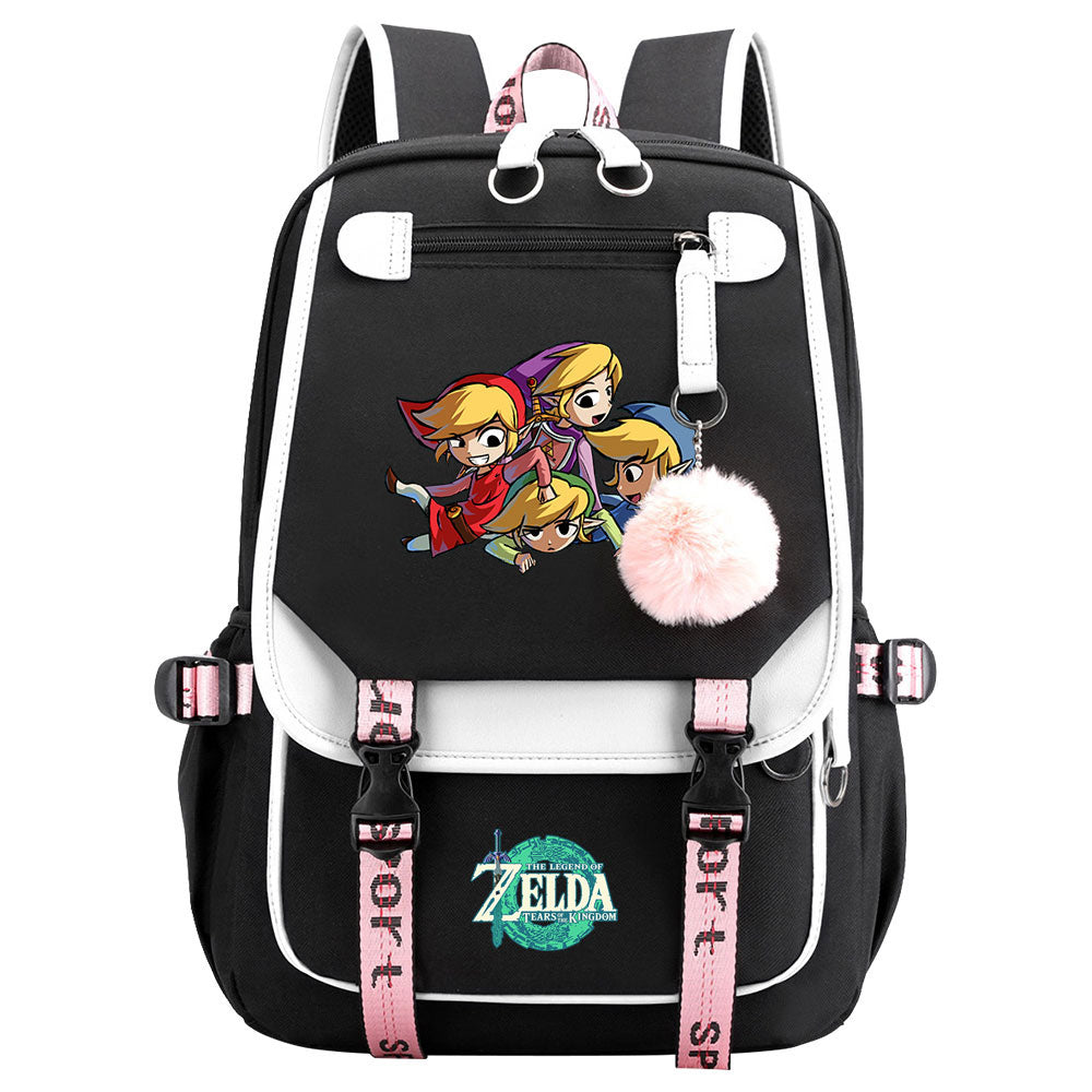 Zelda Waterproof Backpack School Notebook Travel Bag USB Charging