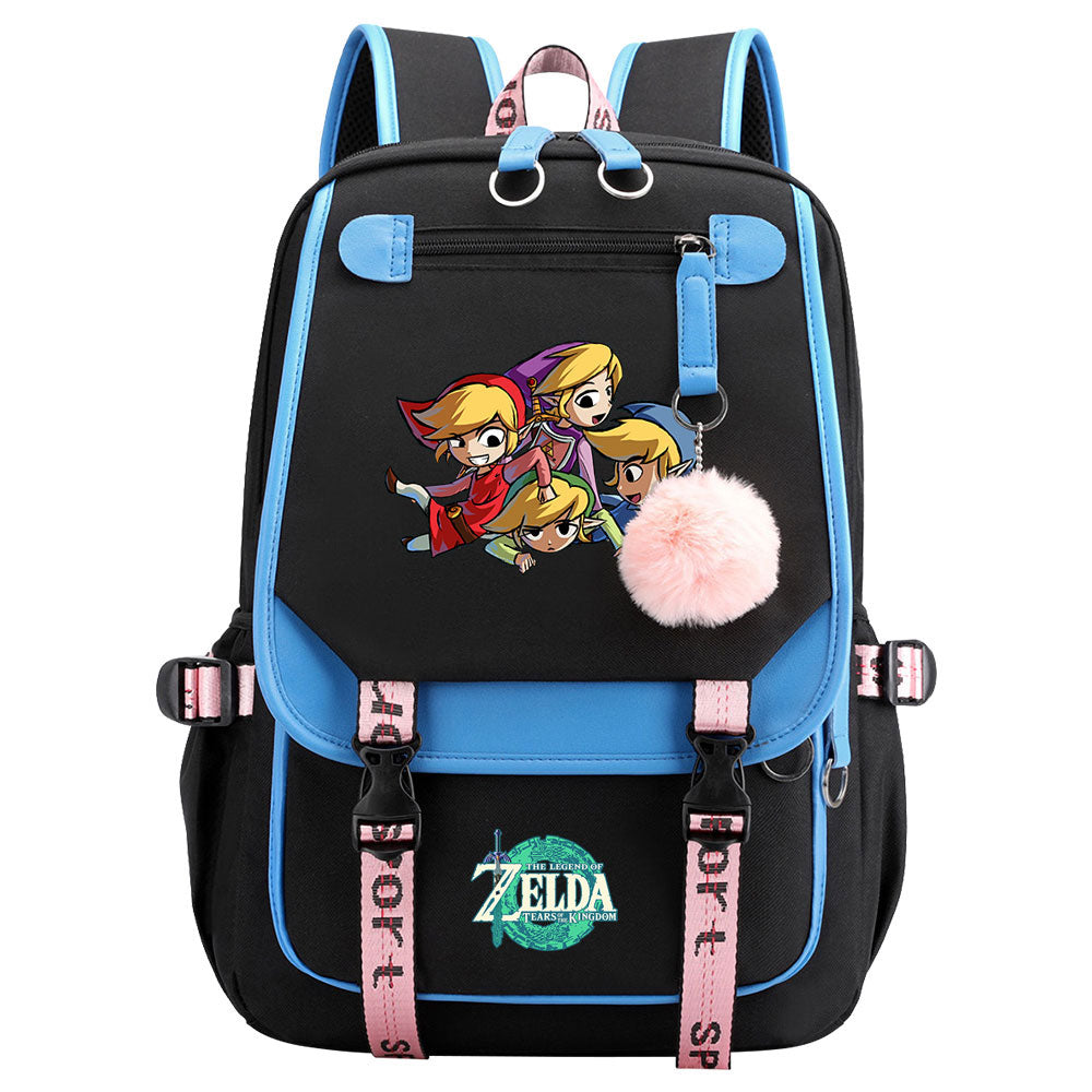 Zelda Waterproof Backpack School Notebook Travel Bag USB Charging