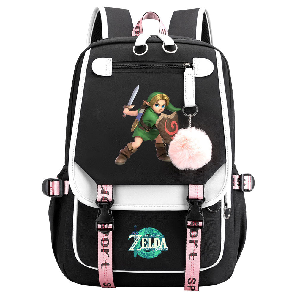 Zelda Waterproof Backpack School Notebook Travel Bag USB Charging