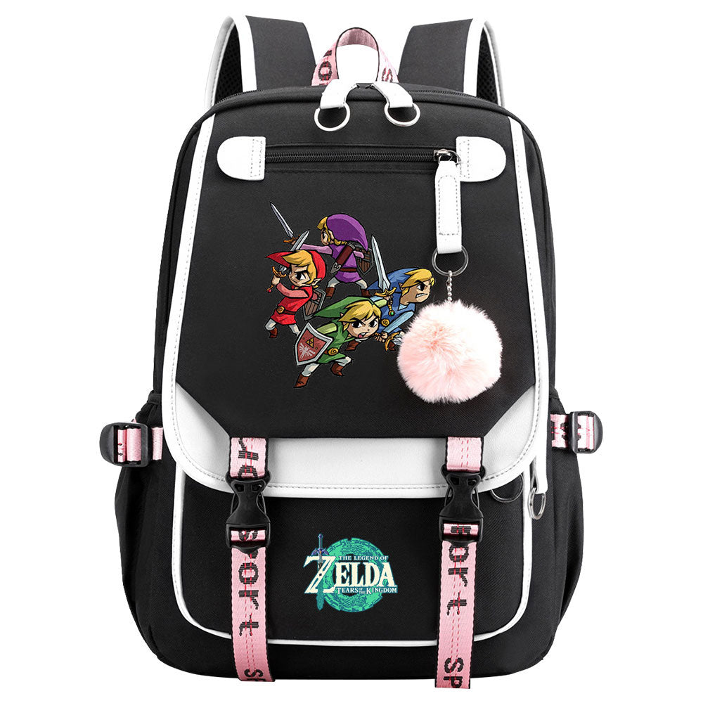Zelda Waterproof Backpack School Notebook Travel Bag USB Charging