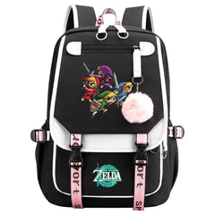 Zelda Waterproof Backpack School Notebook Travel Bag USB Charging