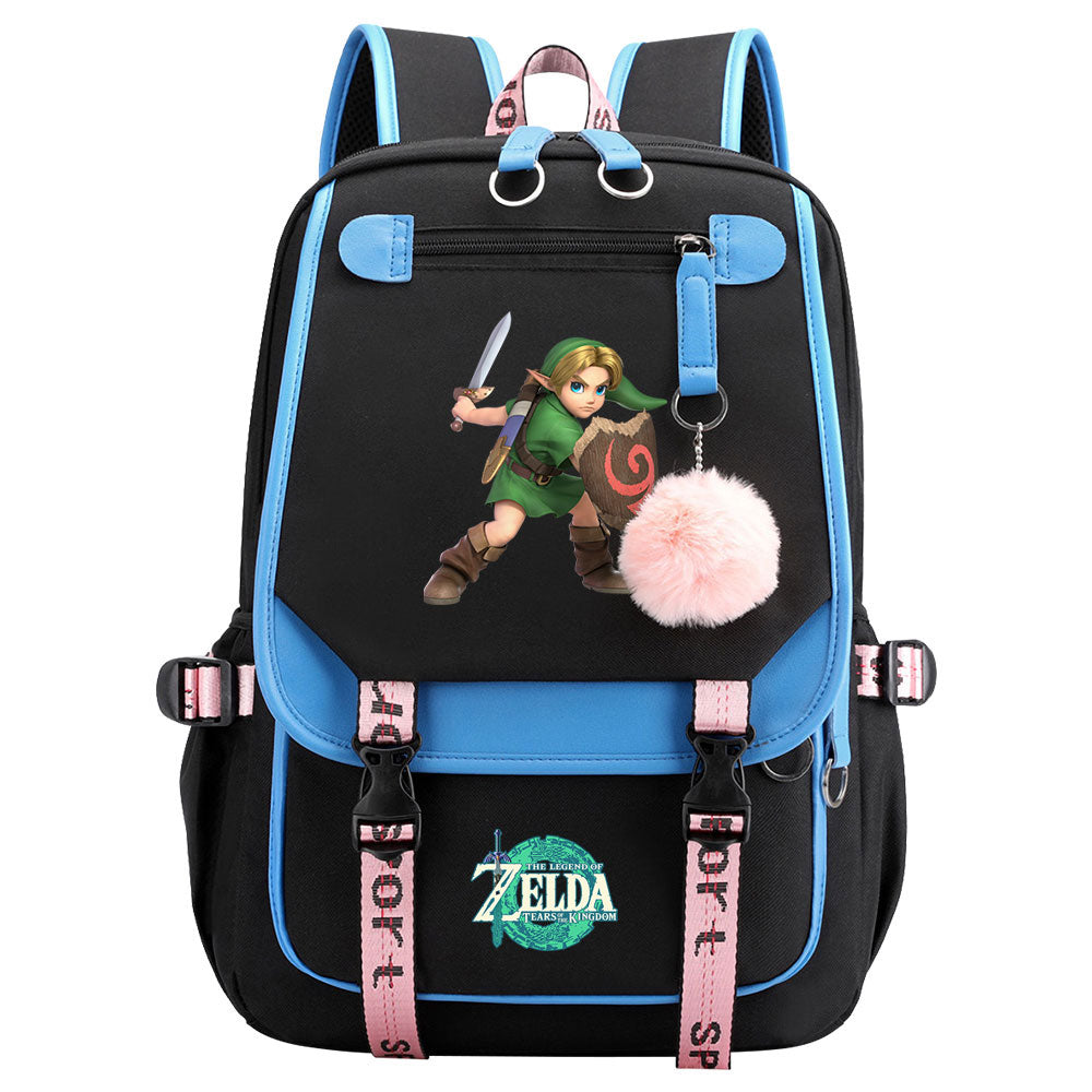 Zelda Waterproof Backpack School Notebook Travel Bag USB Charging