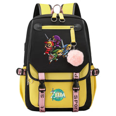 Zelda Waterproof Backpack School Notebook Travel Bag USB Charging