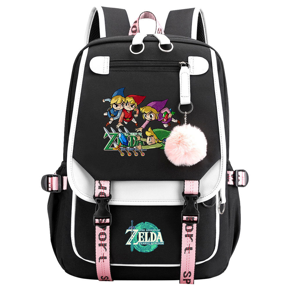Zelda Waterproof Backpack School Notebook Travel Bag USB Charging