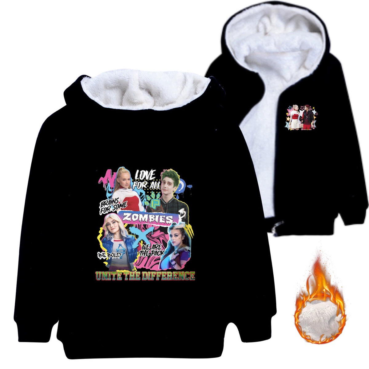 Zombies 4 Dawn of the Vampires Sherpa Lined Hoodie Fleece Sweatshirt Full Zip Hooded Jacket for Kids