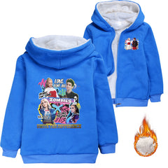 Zombies 4 Dawn of the Vampires Sherpa Lined Hoodie Fleece Sweatshirt Full Zip Hooded Jacket for Kids