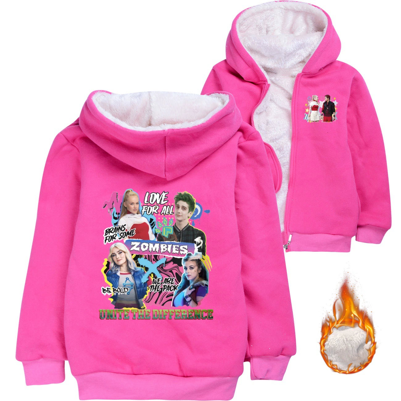 Zombies 4 Dawn of the Vampires Sherpa Lined Hoodie Fleece Sweatshirt Full Zip Hooded Jacket for Kids