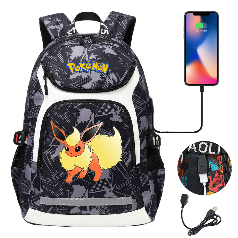 Pikachu USB Charging Backpack School Notebook Travel Bags