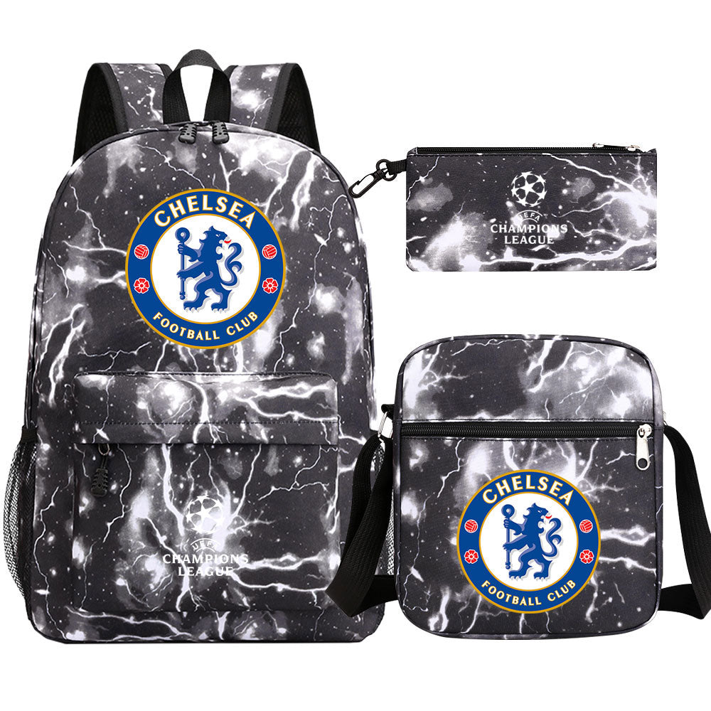 Chelsea Football Club Schoolbag Backpack Shoulder Bag Pencil Bag 3pcs set for Kids Students