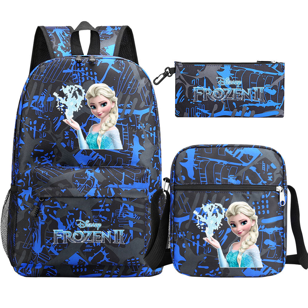 Frozen Elsa Anna Princess  Printed Schoolbag Backpack Shoulder Bag Pencil Bag 3pcs set for Kids Students