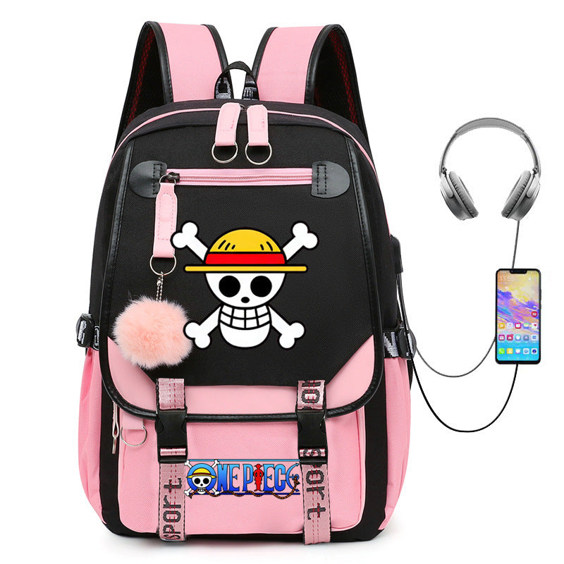 One Piece Waterproof Backpack School Notebook Travel Bags USB Charging