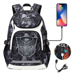 Transformers USB Charging Backpack School Notebook Travel Bags