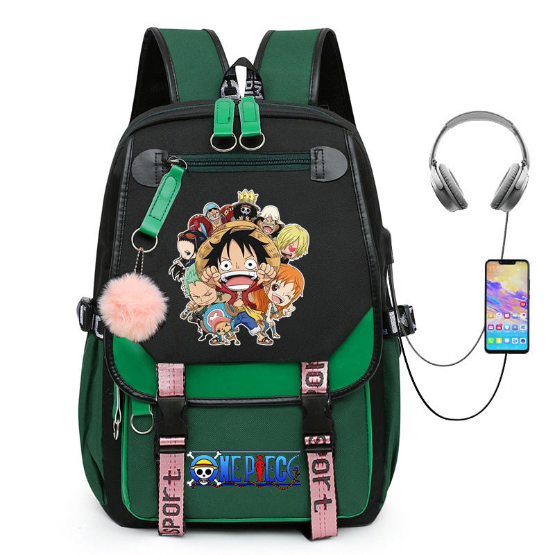 One Piece Waterproof Backpack School Notebook Travel Bags USB Charging