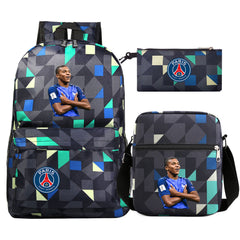 Football Paris Mbappe Schoolbag Backpack Shoulder Bag Pencil Bag Set Gift for Kids Students