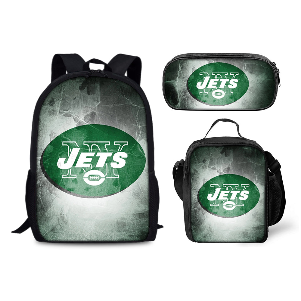 New York Jets Football Team Backpack Schoolbag Lunch Bag Pencil Bag for Kids Students 3PCS