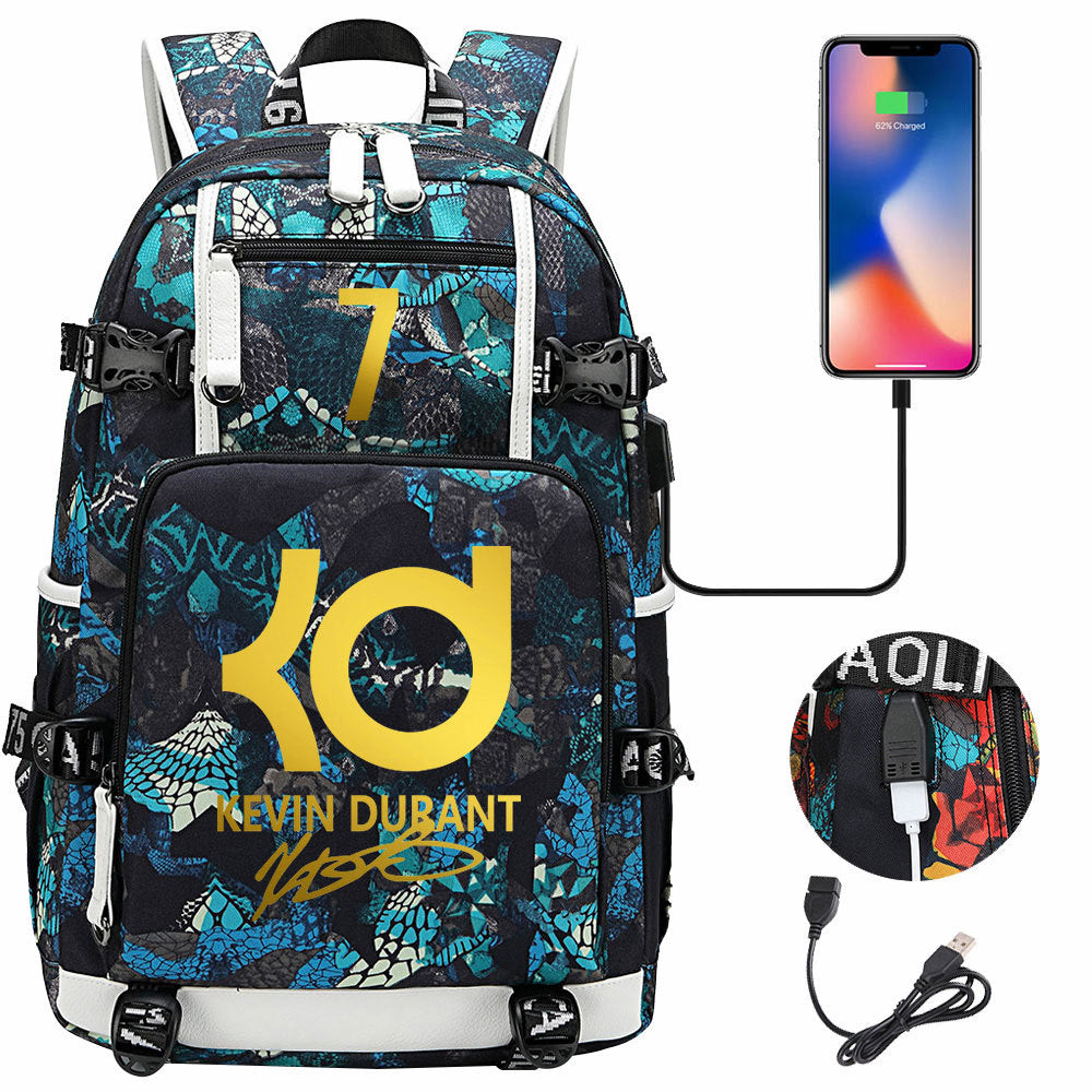 Kobe Black Mamba Curry Bucks USB Charging Backpack School Notebook Travel Bags Basketball Bag