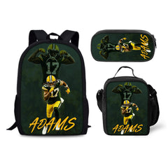 Green Bay Packers Football Team Backpack Schoolbag Lunch Bag Pencil Bag for Kids Students 3PCS