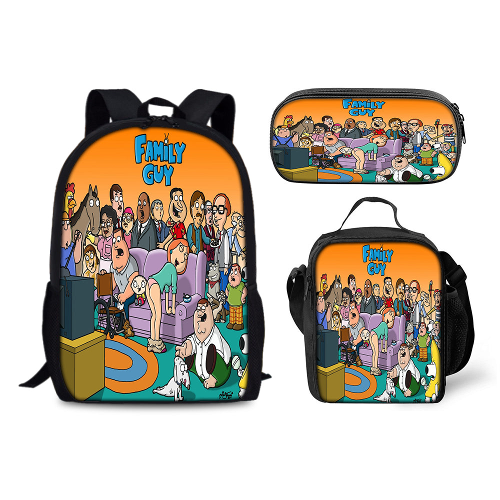 Family Guy Backpack Schoolbag Lunch Bag Pencil Bag for Kids Students 3PCS