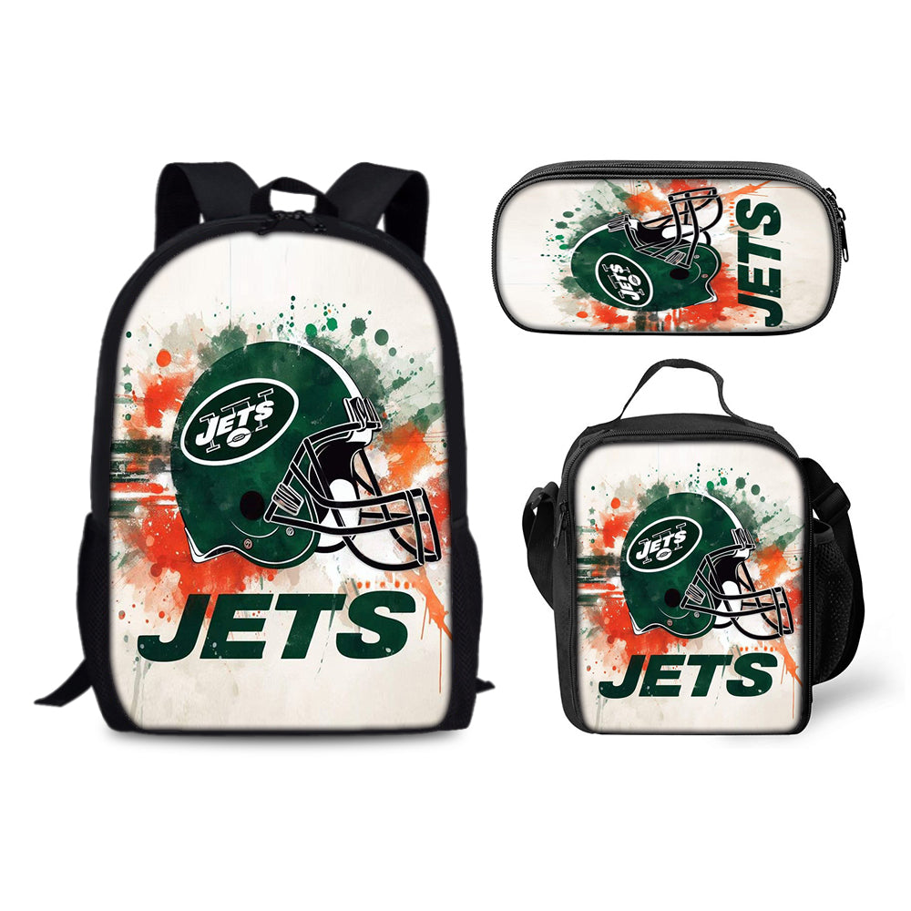 New York Jets Football Team Backpack Schoolbag Lunch Bag Pencil Bag for Kids Students 3PCS