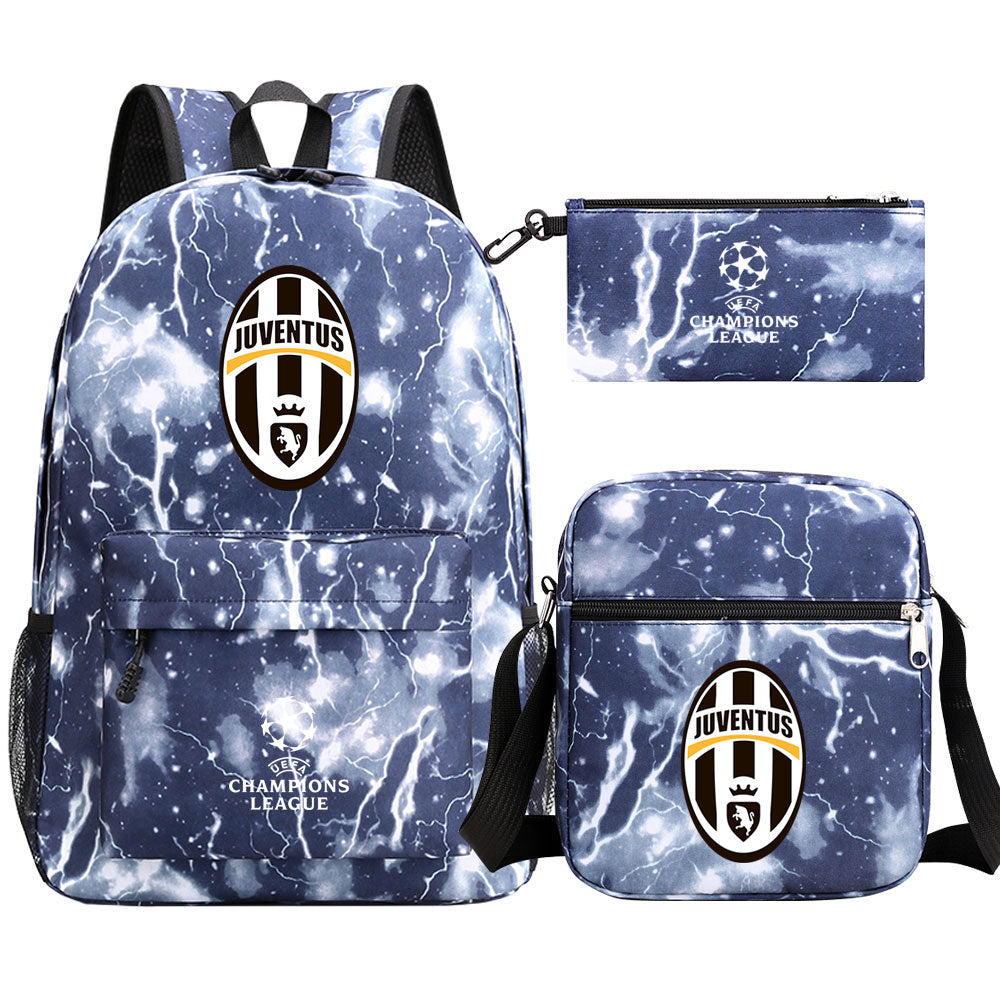 Juventus Football Club Schoolbag Backpack Shoulder Bag Pencil Bag 3pcs set for Kids Students