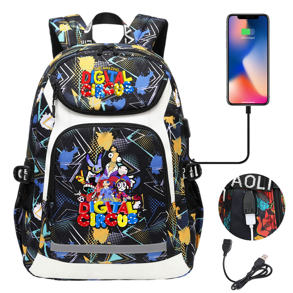 The Amazing Digital Circus USB Charging Backpack School Notebook Travel Bags