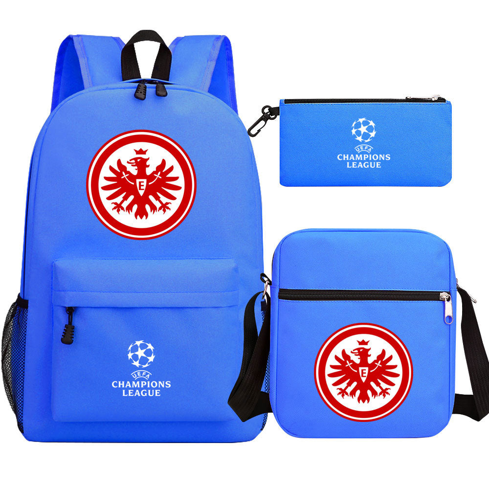 Eintracht Frankfurt Football Club Schoolbag Backpack Shoulder Bag Pencil Bag 3pcs set for Kids Students