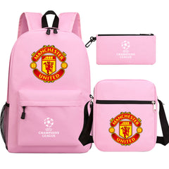 Manchester United Football Club Schoolbag Backpack Shoulder Bag Pencil Bag 3pcs set for Kids Students