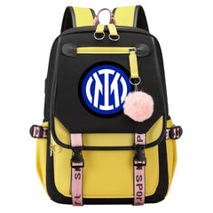 Internazionale Milano Football Club Waterproof Backpack School Notebook Travel Bags USB Charging