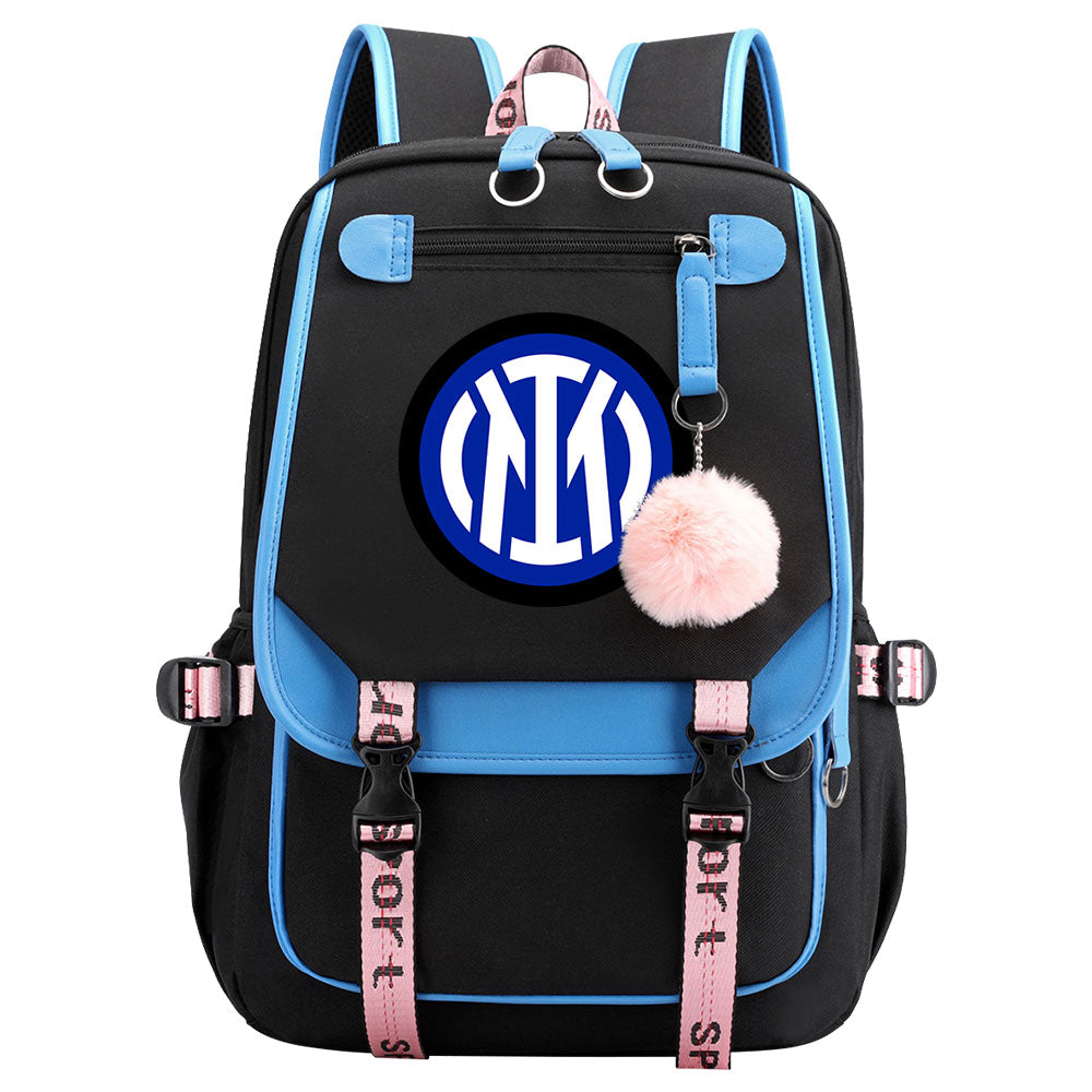 Internazionale Milano Football Club Waterproof Backpack School Notebook Travel Bags USB Charging
