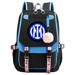 Internazionale Milano Football Club Waterproof Backpack School Notebook Travel Bags USB Charging
