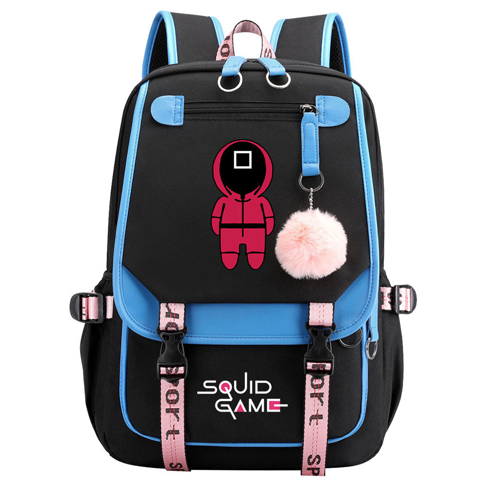 Squid Game Waterproof Backpack School Notebook Travel Bags USB Charging