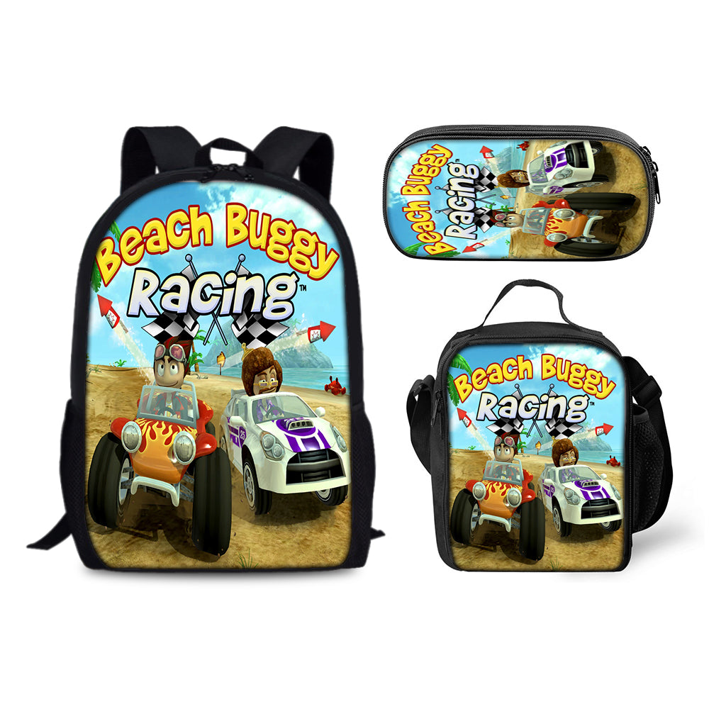 Beach Buggy Racing  Backpack Schoolbag Lunch Bag Pencil Bag for Kids Students 3PCS