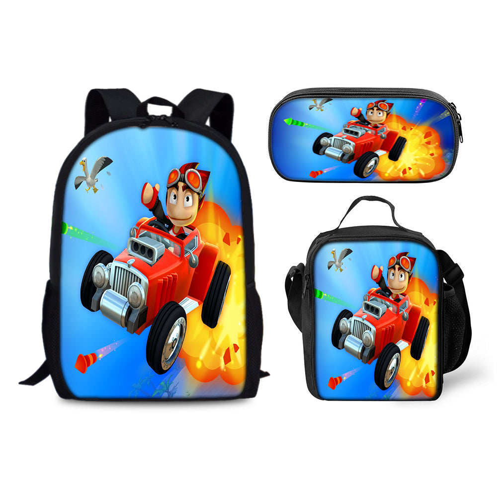 Beach Buggy Racing  Backpack Schoolbag Lunch Bag Pencil Bag for Kids Students 3PCS