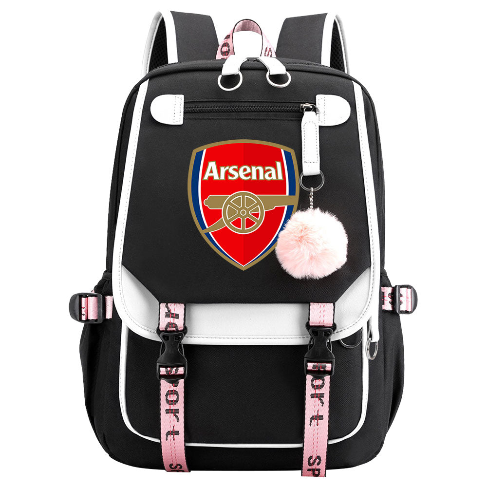 Arsenal Football Club Waterproof Backpack School Notebook Travel Bags USB Charging