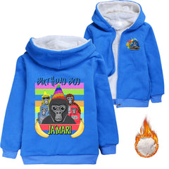 Gorilla Tag Sherpa Lined Hoodie Fleece Sweatshirt Full Zip Hooded Jacket for Kids