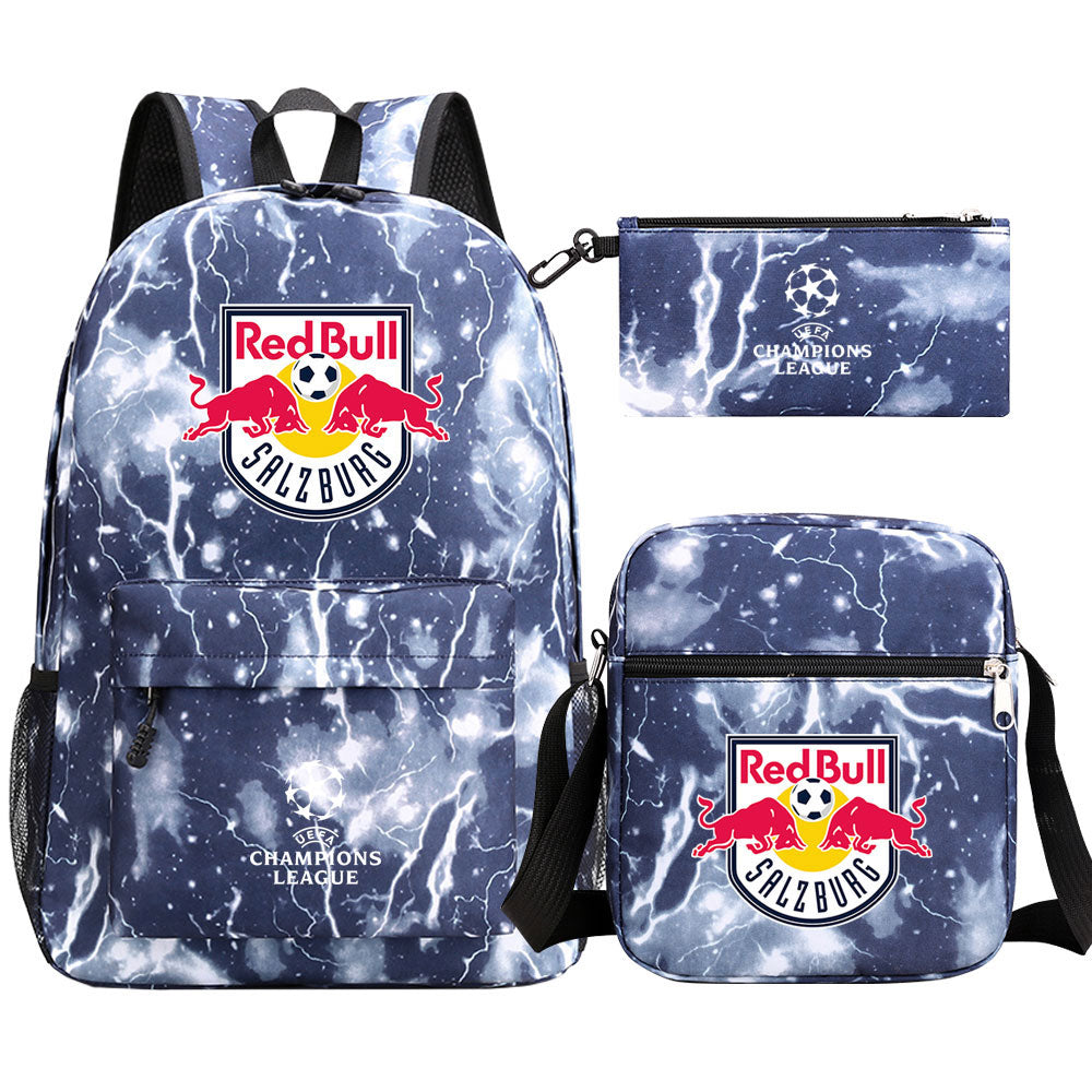 Salzburg Football Club Schoolbag Backpack Shoulder Bag Pencil Bag 3pcs set for Kids Students