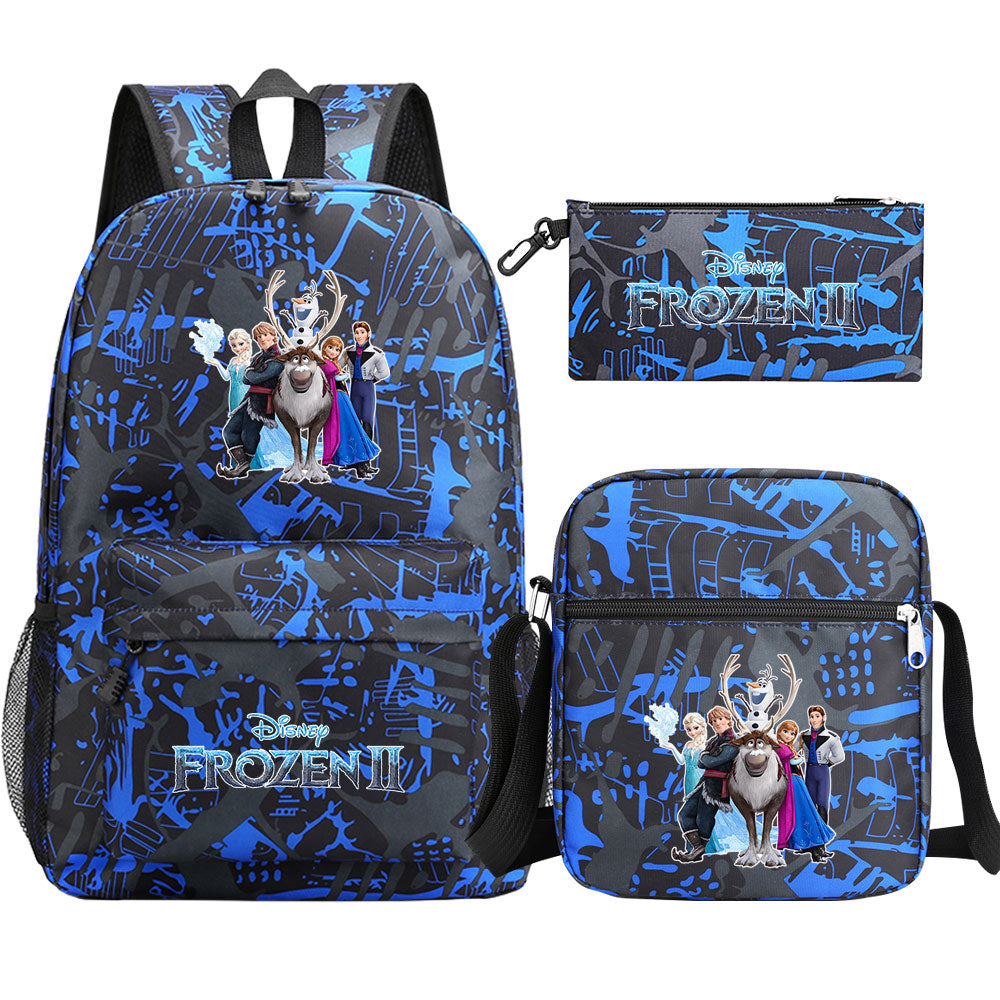 Frozen Elsa Anna Princess  Printed Schoolbag Backpack Shoulder Bag Pencil Bag 3pcs set for Kids Students