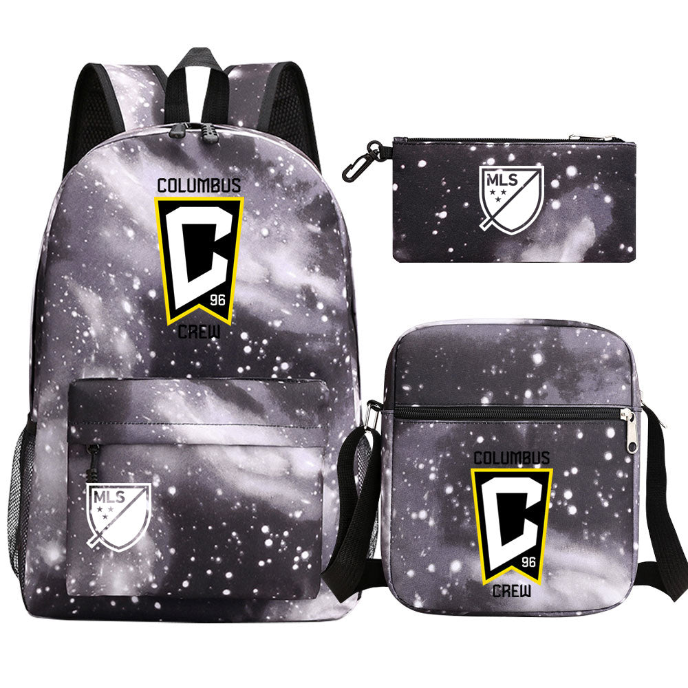 Columbus Soccer Crew 3D Printed Schoolbag Backpack Shoulder Bag Pencil Bag 3pcs set for Kids Students