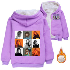 Taylor Swift Sherpa Lined Hoodie Fleece Sweatshirt Full Zip Hooded Jacket for Kids